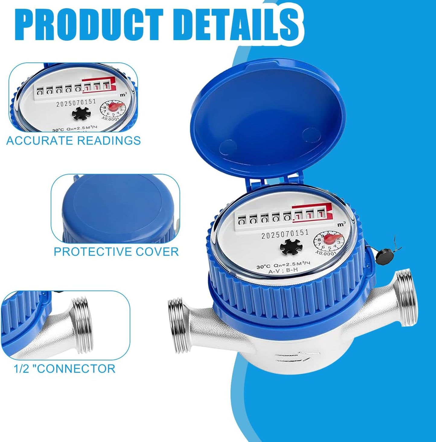 Wasserzähler 1/2" mit Zeiger & Digitalanzeige