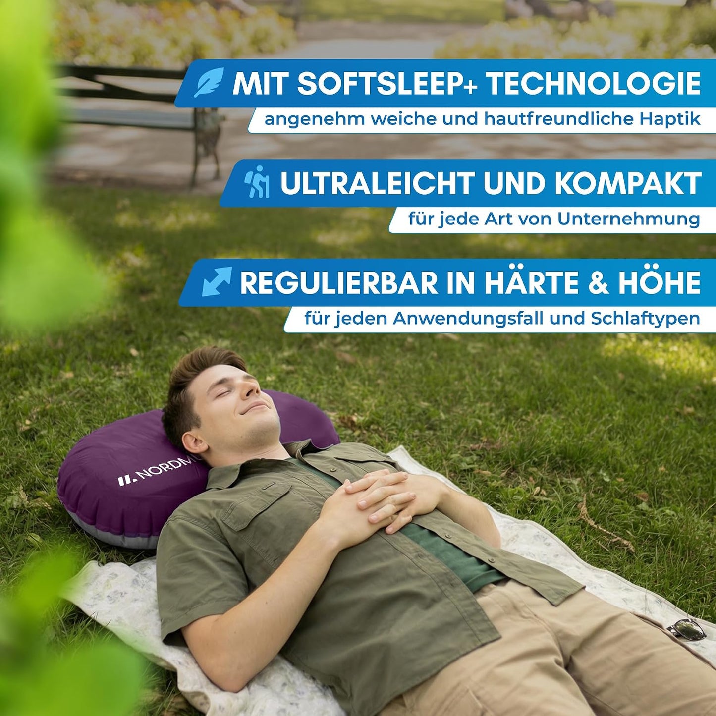 Aufblasbares Camping-Reisekissen, Violett