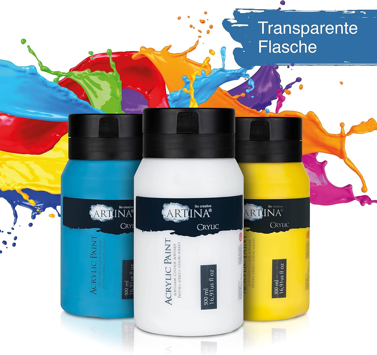 24-teiliges Acrylfarben-Set (24x500ml, wasserfest), 500 ml (24er Pack) mehrfarbig