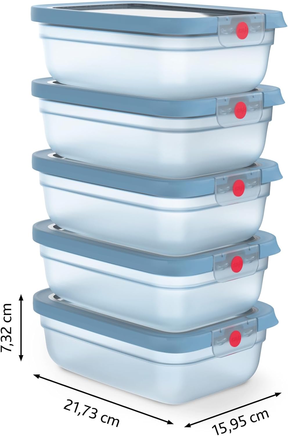 oneClick Frischhaltedosen, Set 5 (1,2L) Blau