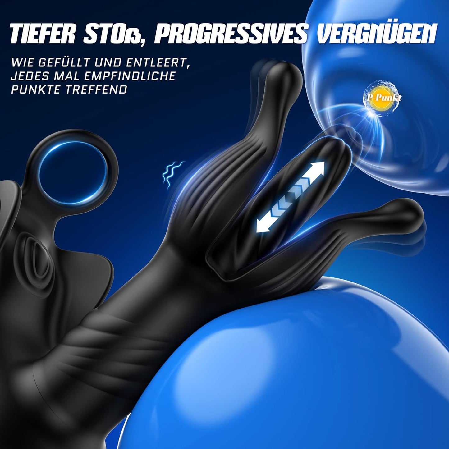 4-in-1 Analvibrator mit Penisring und Hodenvibration