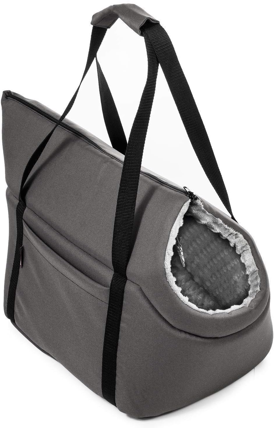 Hundetasche, L 38 x B 28 x H 28 cm Grau/(Plüschstoff mit Noppen)