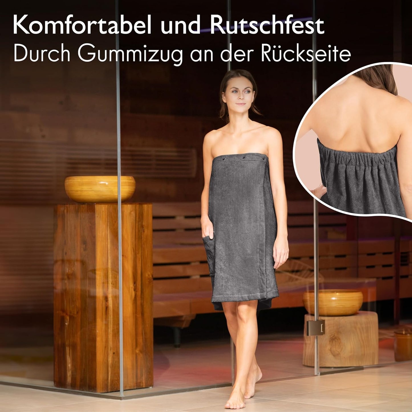 Saunakilt Damen, L-XL Anthrazit
