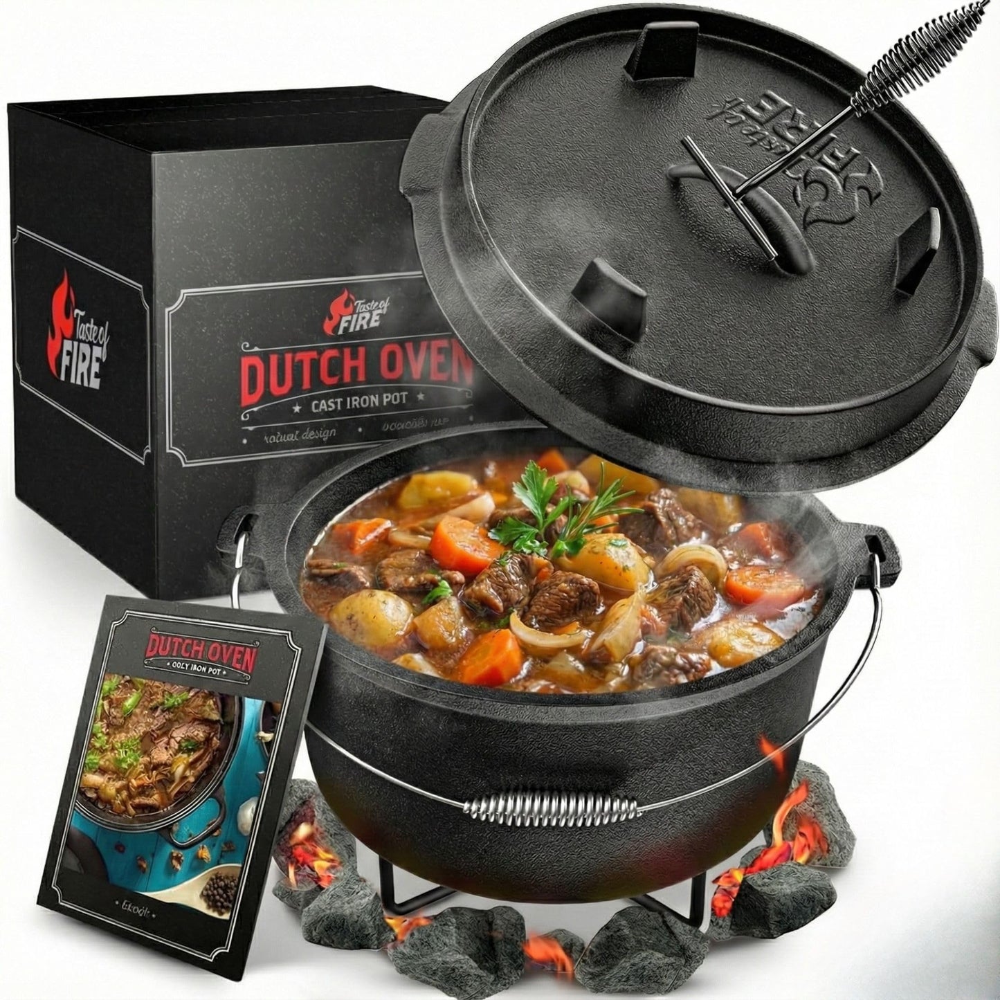 Dutch Oven Set mit Grillpfanne und Topfständer, 10,8 Liter inkl. Topfständer