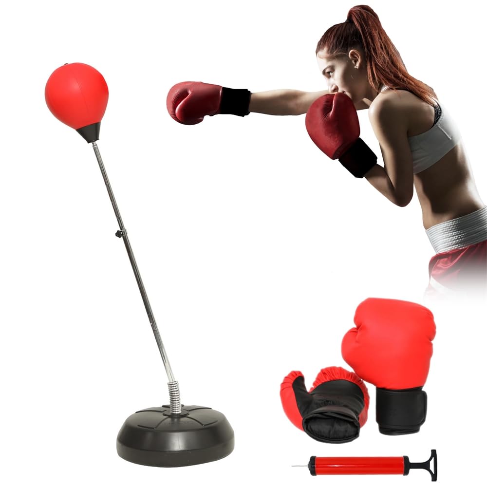 Standboxsack mit Boxhandschuhen und Pumpe