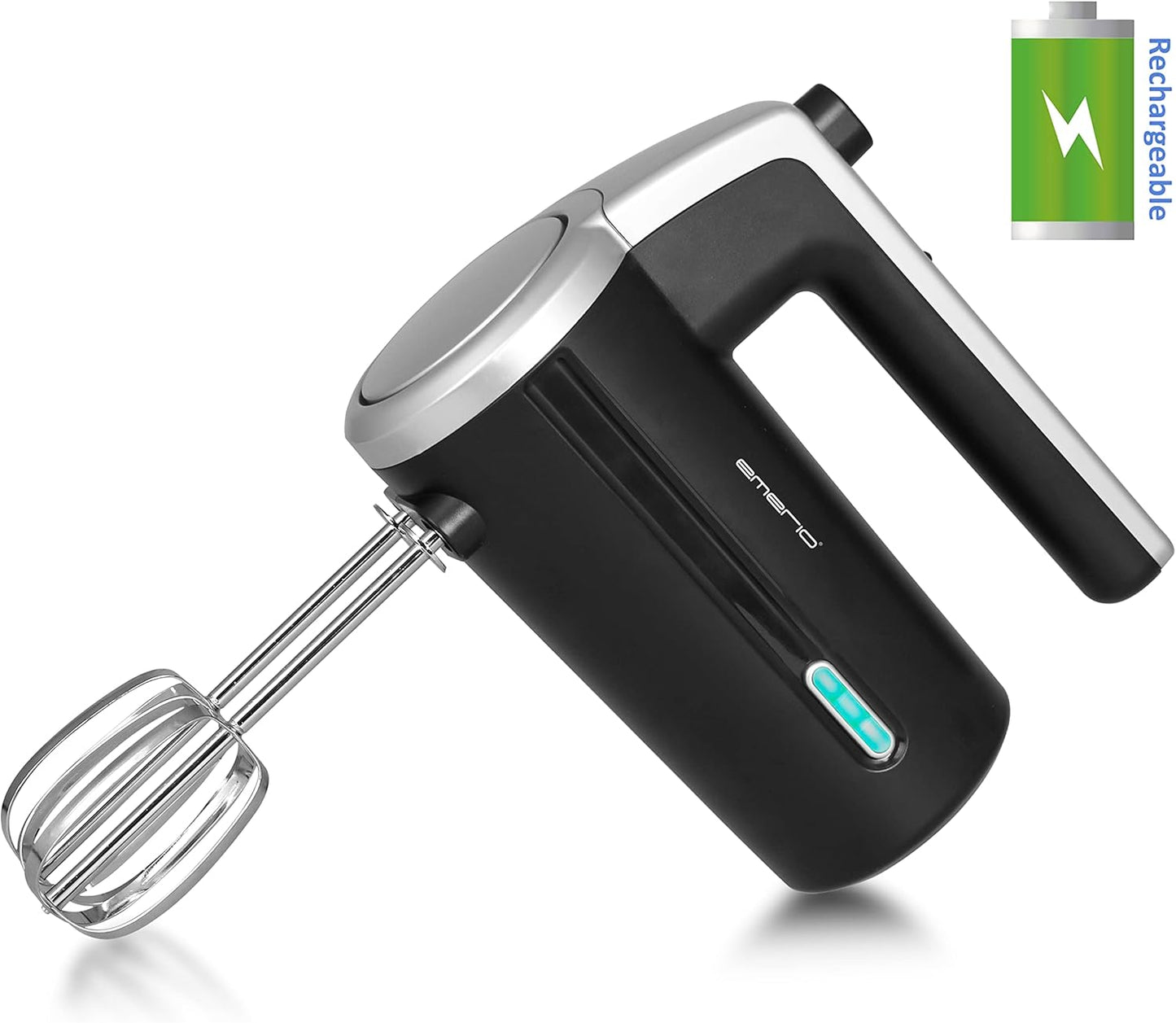 Akku-Handmixer mit 2 Rührstäben, 3 Geschwindigkeiten, Schwarz