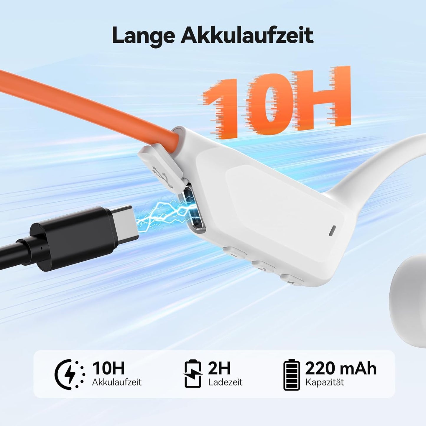 Knochenschall Bluetooth-Kopfhörer, Weiss