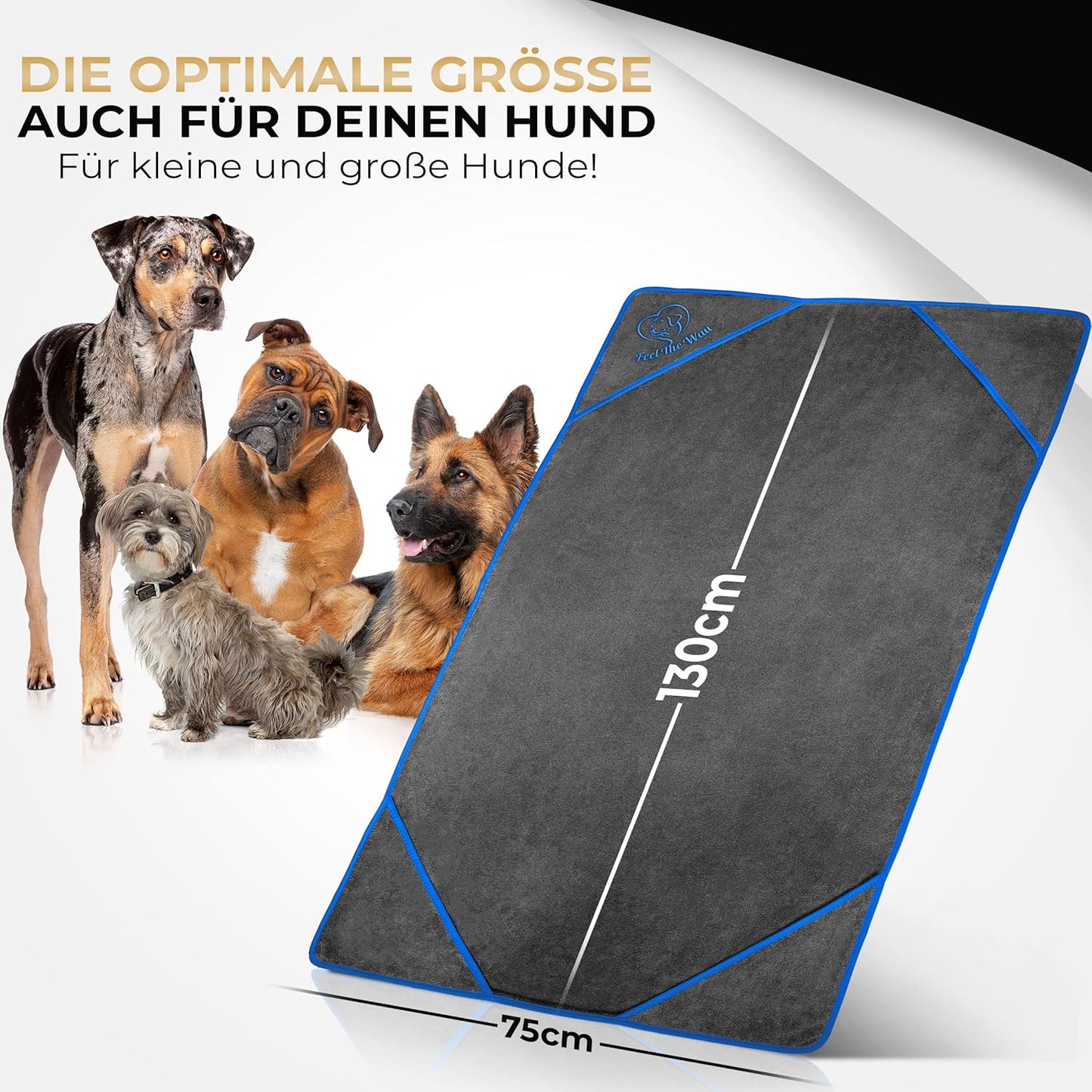 Hundehandtuch, 2er Pack / Grau / Blau