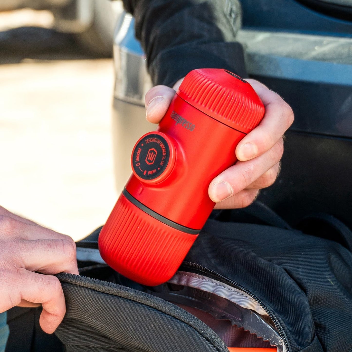 Tragbare Espressomaschine Nanopresso, Rot