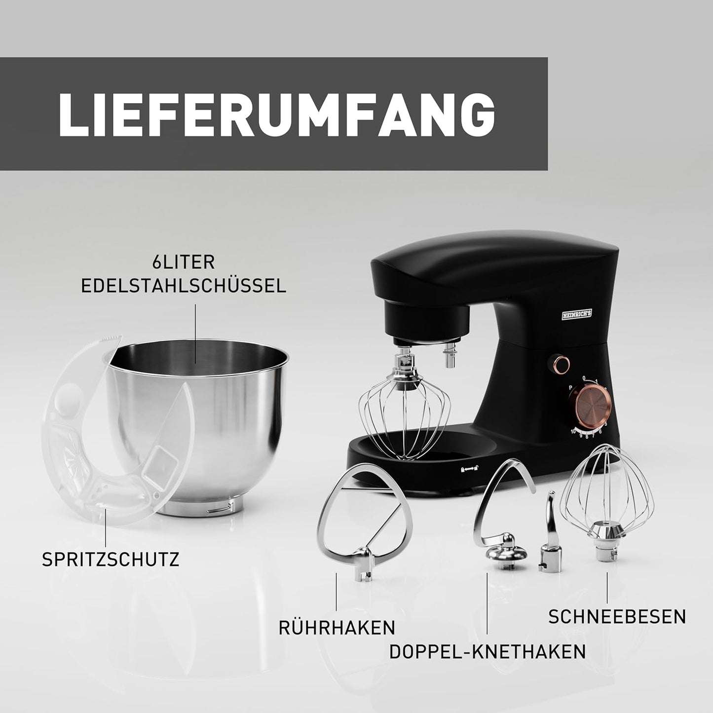Küchenmaschine mit 10 Geschwindigkeiten, Schwarz