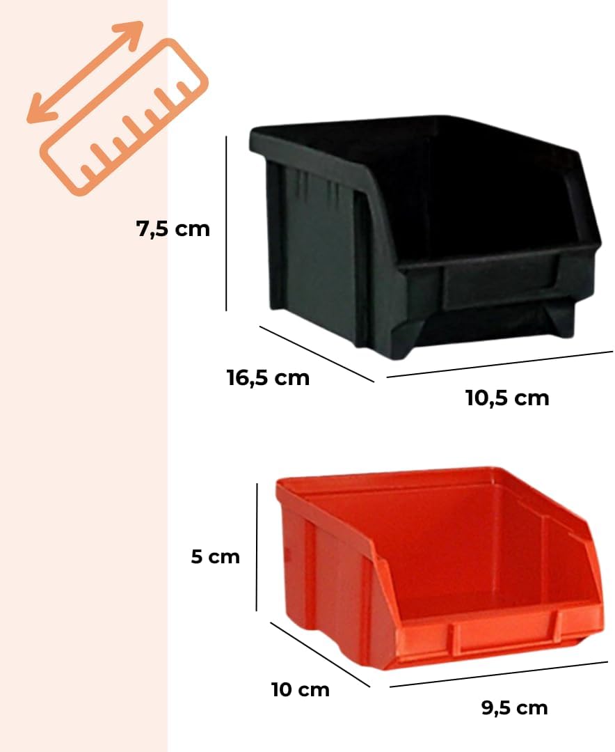 Werkstatt-Wandregal-Set mit 30 Stapelboxen