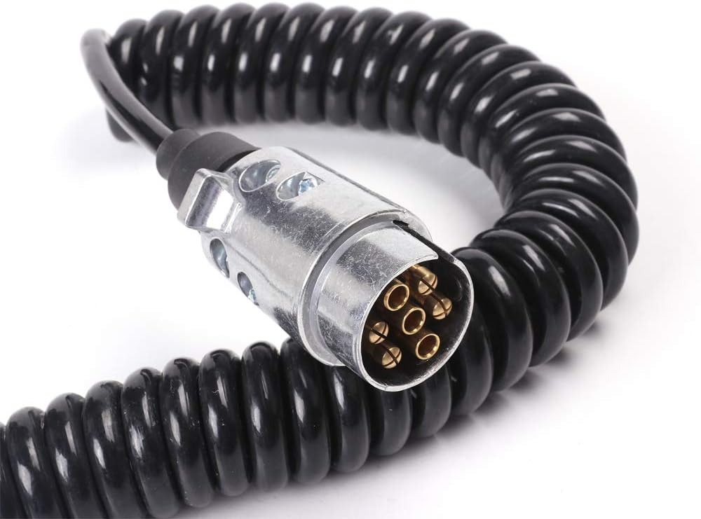 Anhänger Verlängerungskabel 7-polig, 2m Spiraladapter, 2 Meter Metall Stecker Kabel 7 Polig