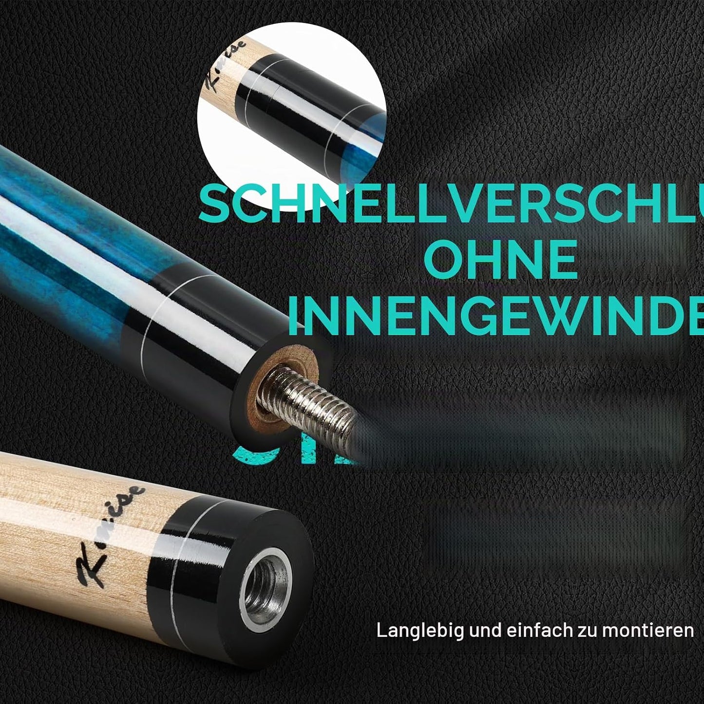 4-teiliges Billardqueue-Set, Naturholz