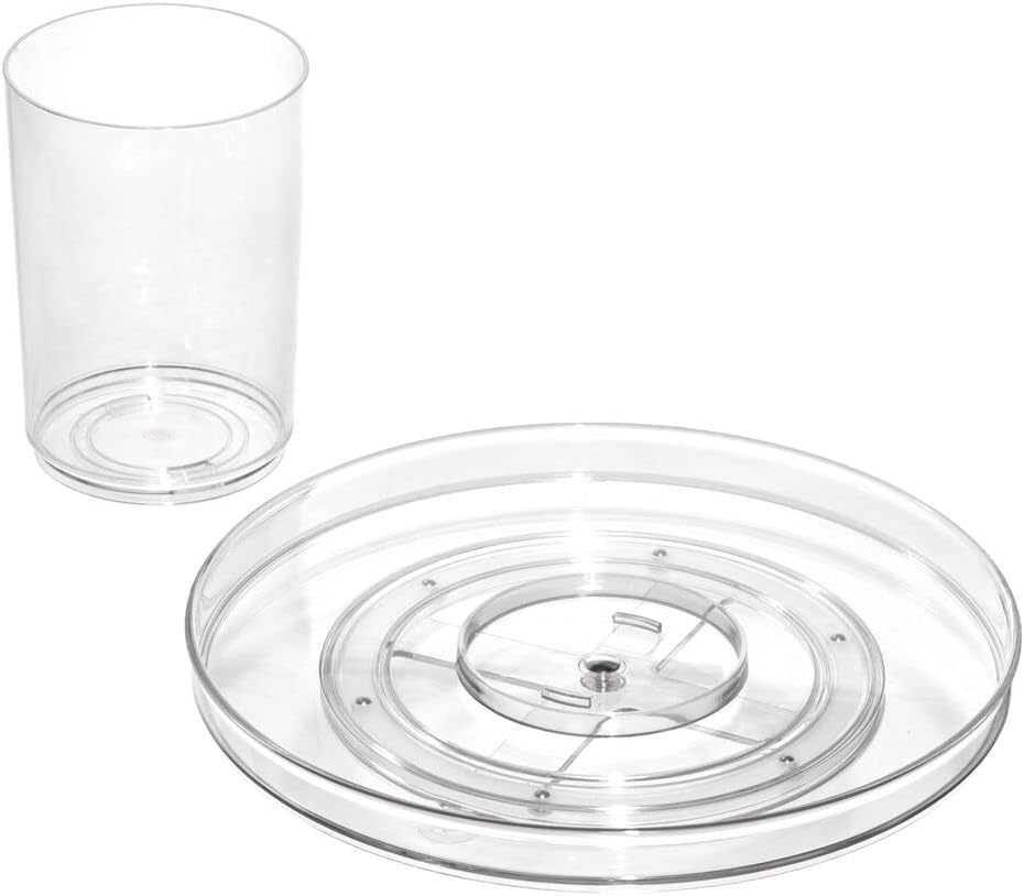 Drehbarer Kosmetik-Organizer mit abnehmbarem Becher, Collection Lazy Susan, 11" Transparent