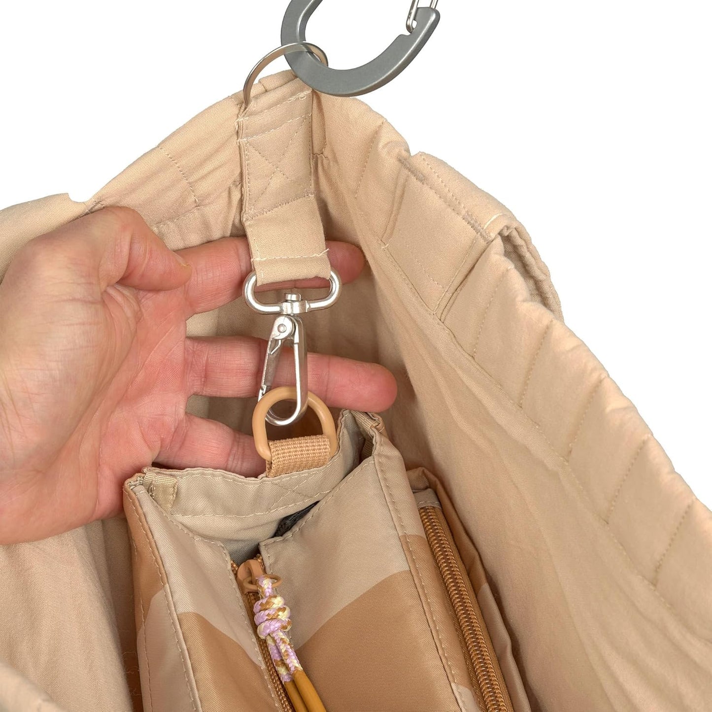 Baby-Wickeltasche mit Kinderwagenbefestigung, Beige