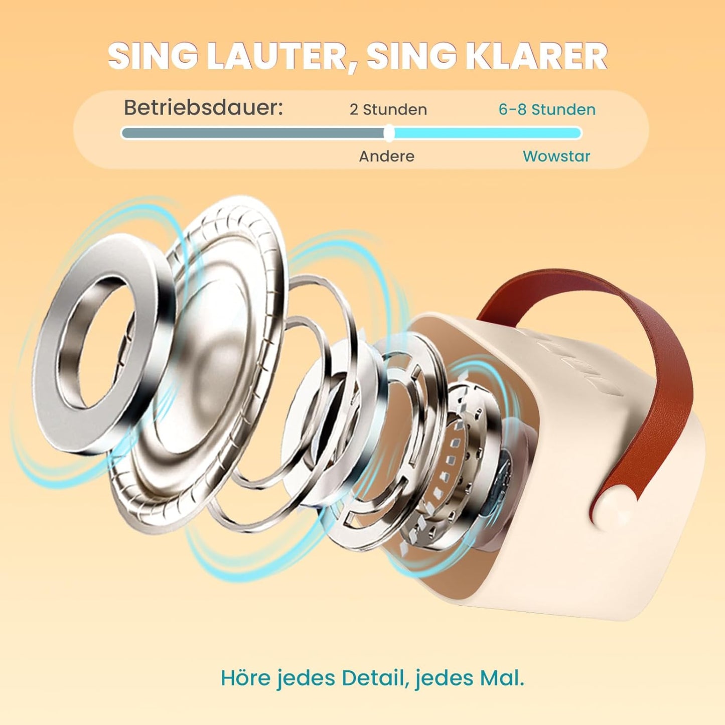 Karaoke-Maschine, Beige-2 Mikrofone