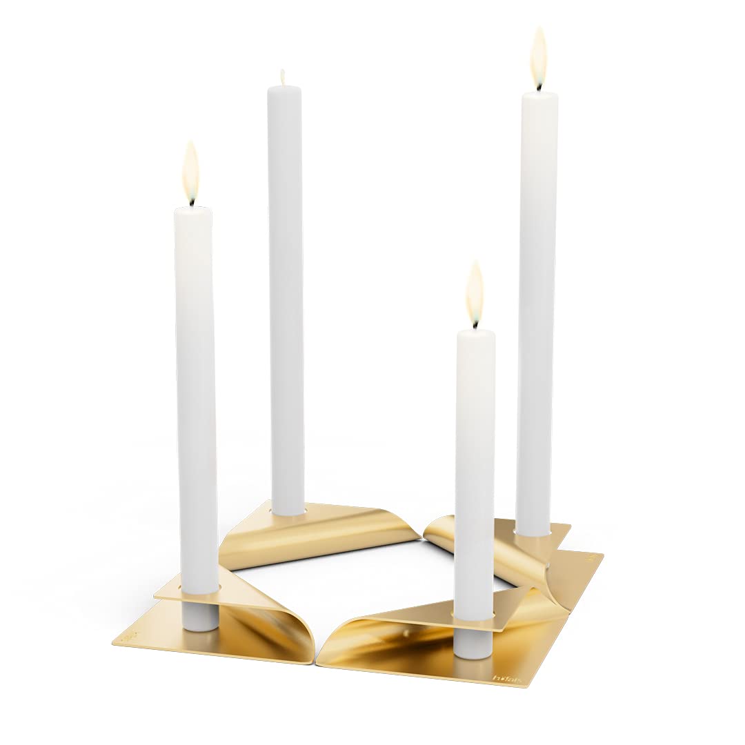 Kerzenhalter Set für Stabkerzen (4 Stück), 4 Gold