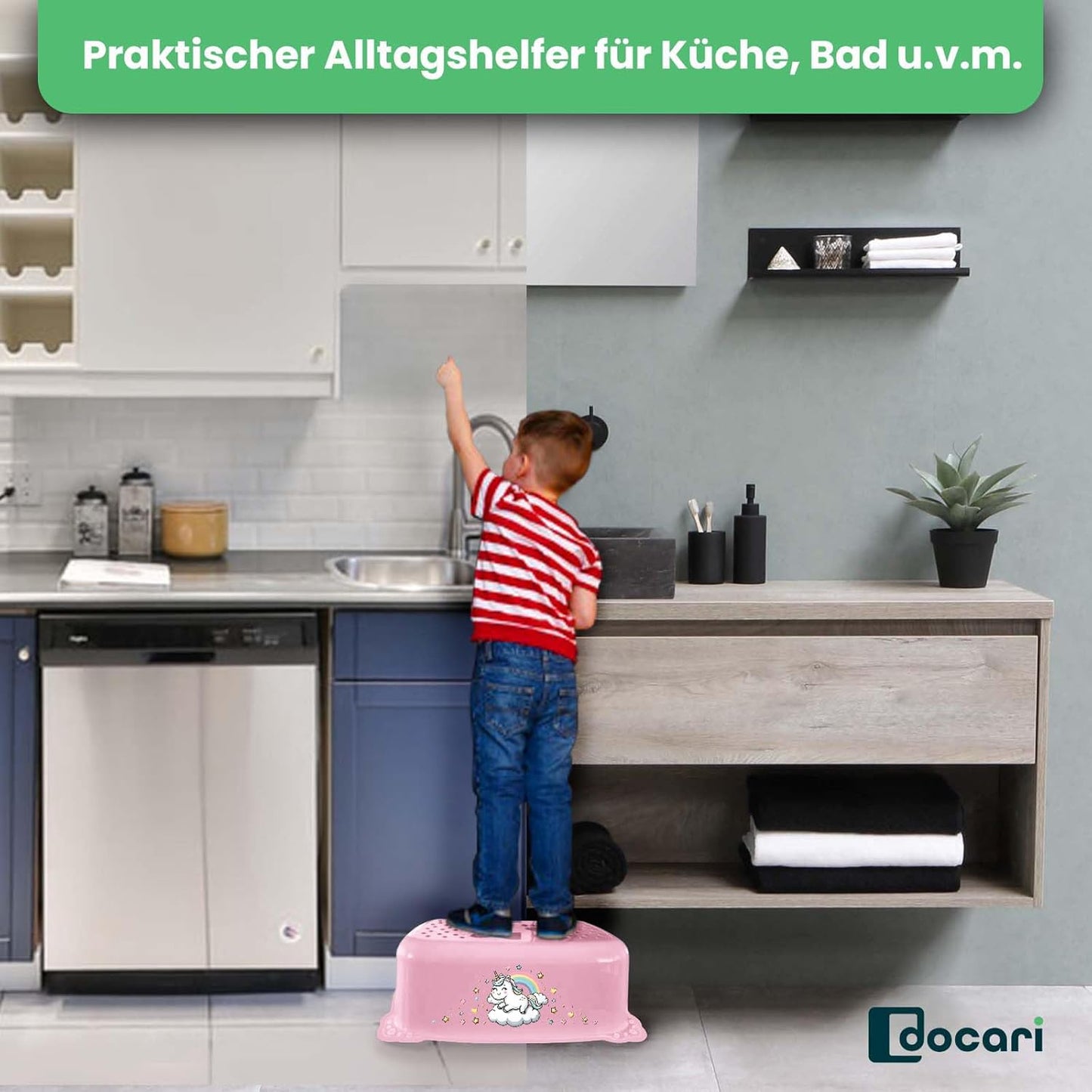 Toilettentrainer Set mit Toilettenaufsatz und Hocker, Einhorn-Motiv, Einhorn 2er Set