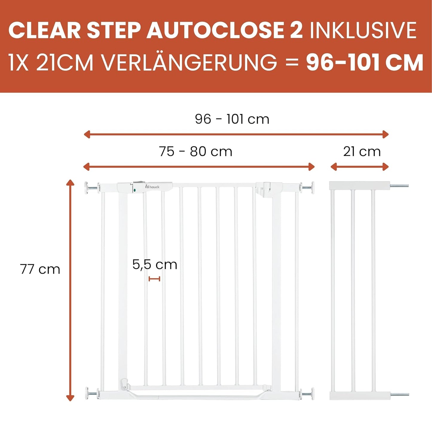 Kinderschutzgitter Clear Step Autoclose, Clear Step Autoclose 2, 96-101 Cm