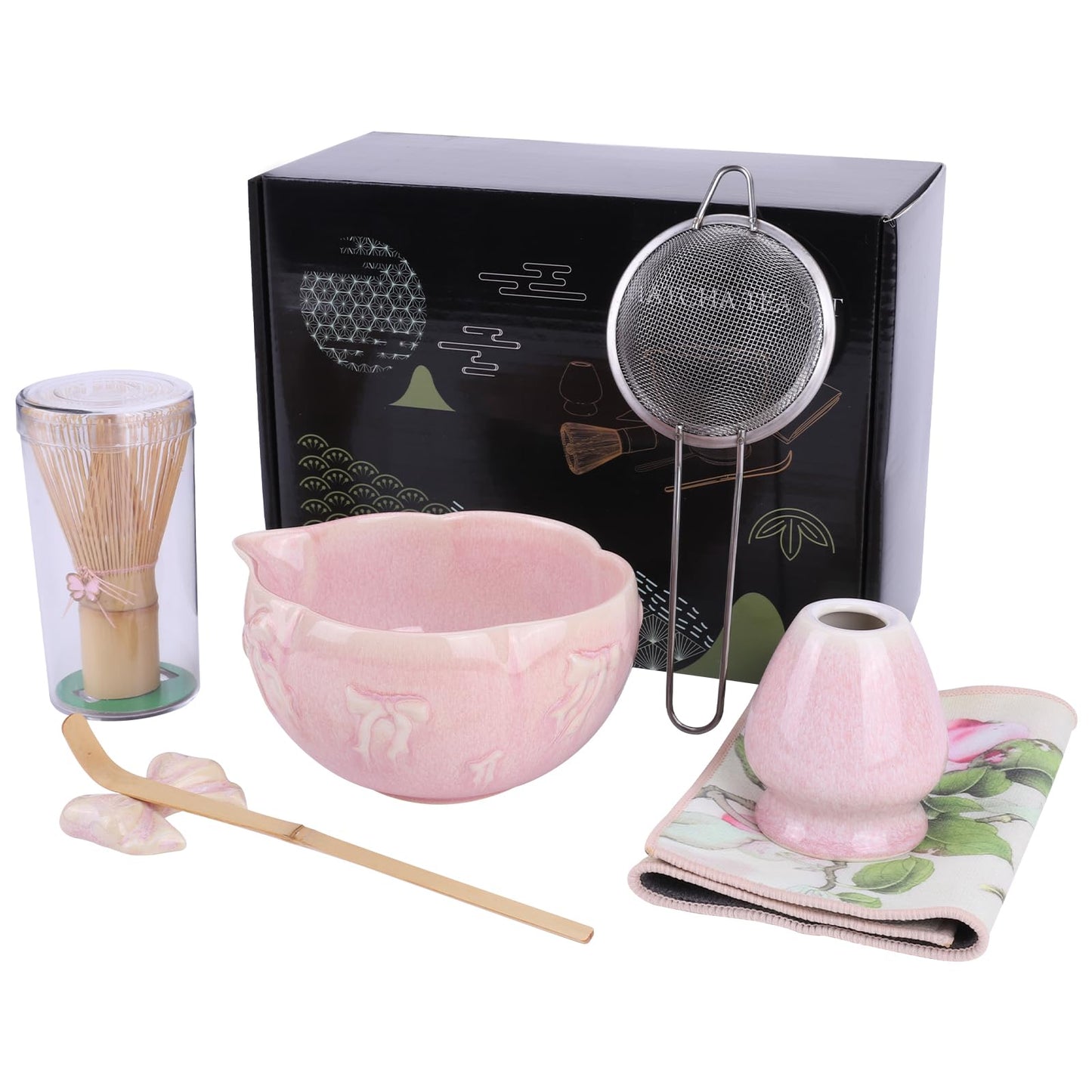 7-teiliges Matcha Tee-Set mit Bambusbesen
