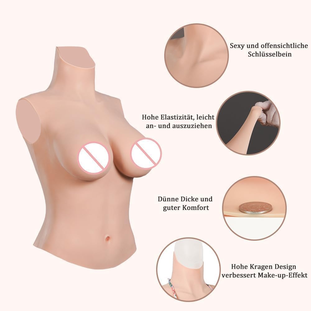 Brustform für Crossdresser & Cosplay, Elfenbeinweiss G cup-Flüssig Silikon Füllung