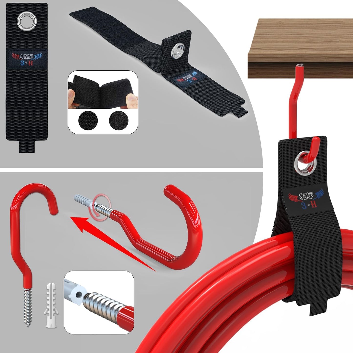 31-teiliges Schwerlast-Gerätehaken-Set für Garage, Rot 31pc