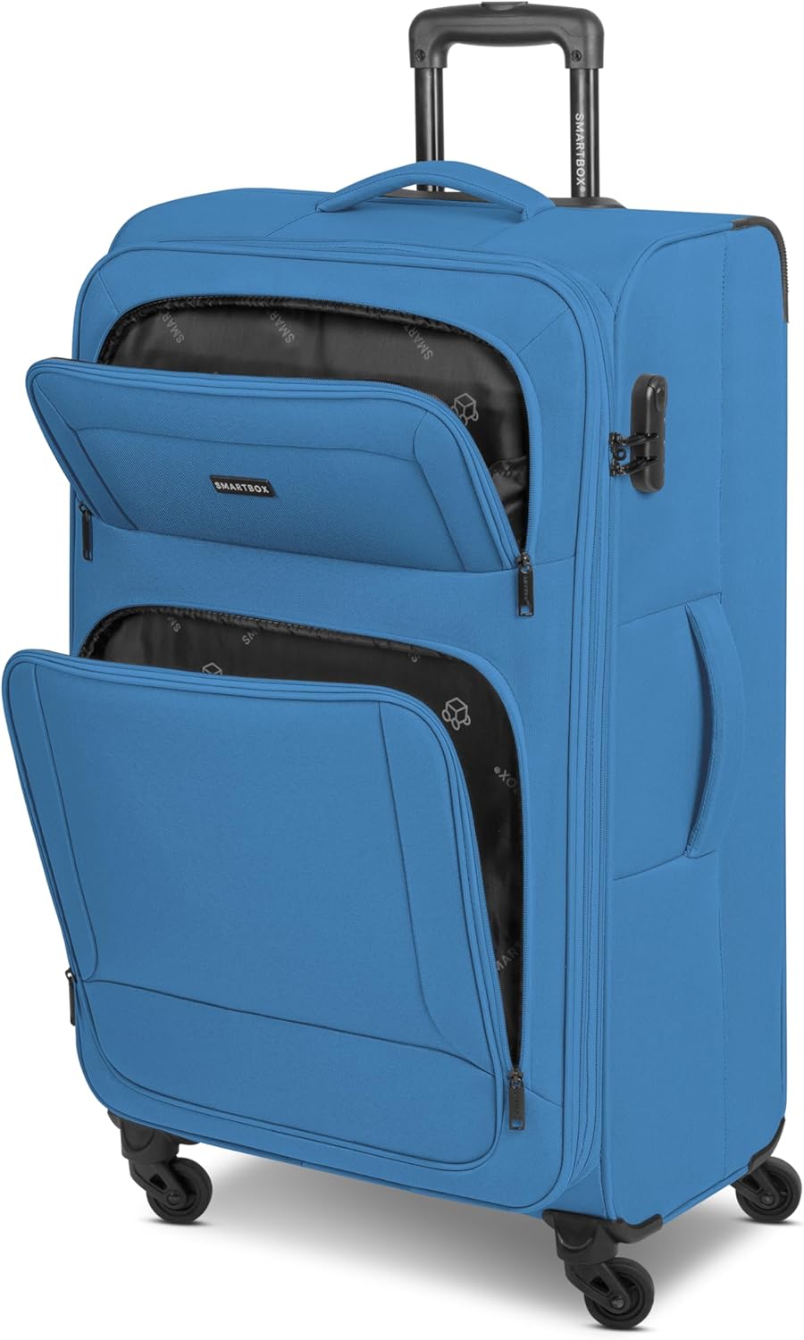 Grosser Weichgepäck-Trolley mit Zahlenschloss und Dehnfalte, Slate-blue Koffer L (78 cm) erweiterbar