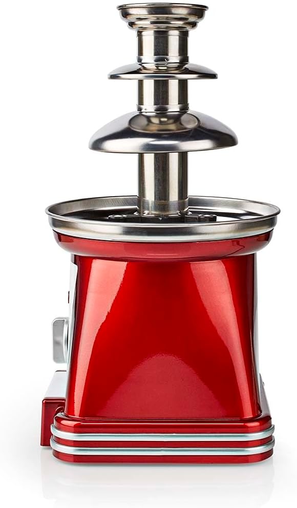 Schokoladenbrunnen | 90 W | 32 cm | 3 Metall-Etagen | Rot / Weiss