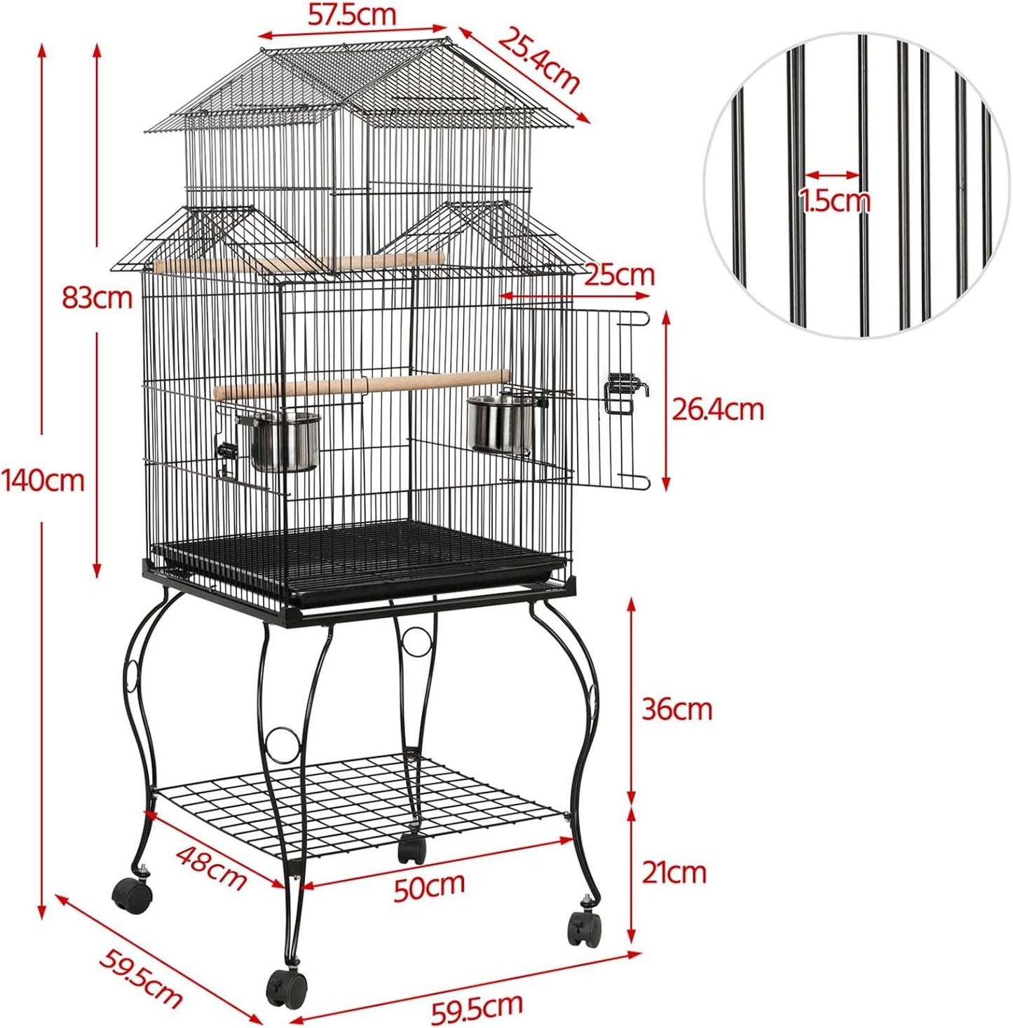 Vogelkäfig mit Ständer für Papageien und Sittiche