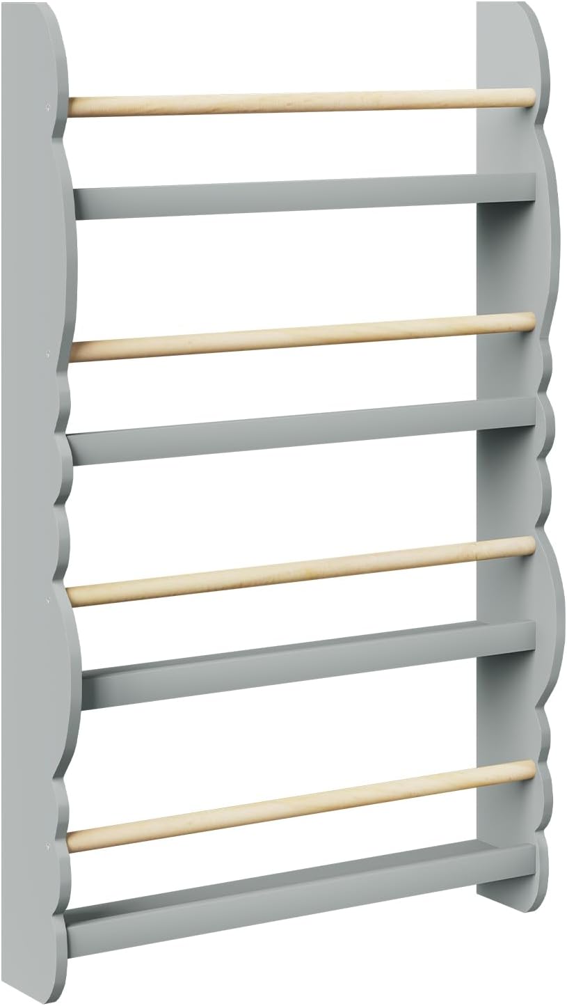 Kinderbücherregal mit 4 Ablagen, Grau 60x98cm
