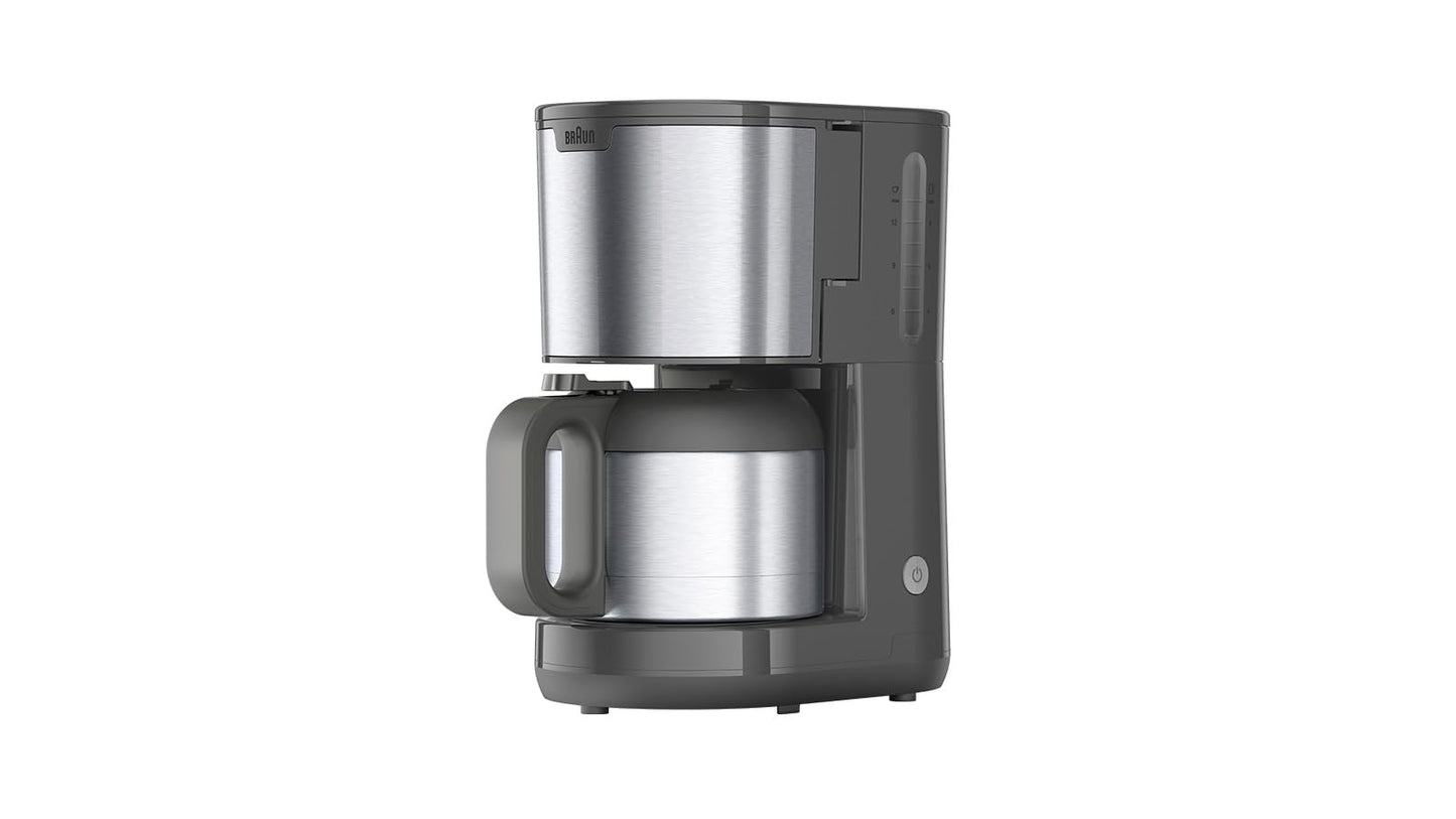 PurShine KF1505GY Filterkaffeemaschine mit Thermoskanne & OptiBrew System, Thermoskanne Grau
