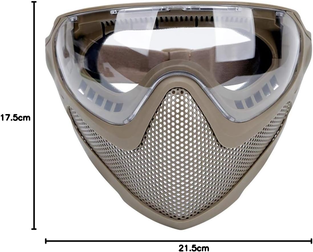 Taktische Sicherheitsmaske mit Antibeschlagbrille-Set, TAN