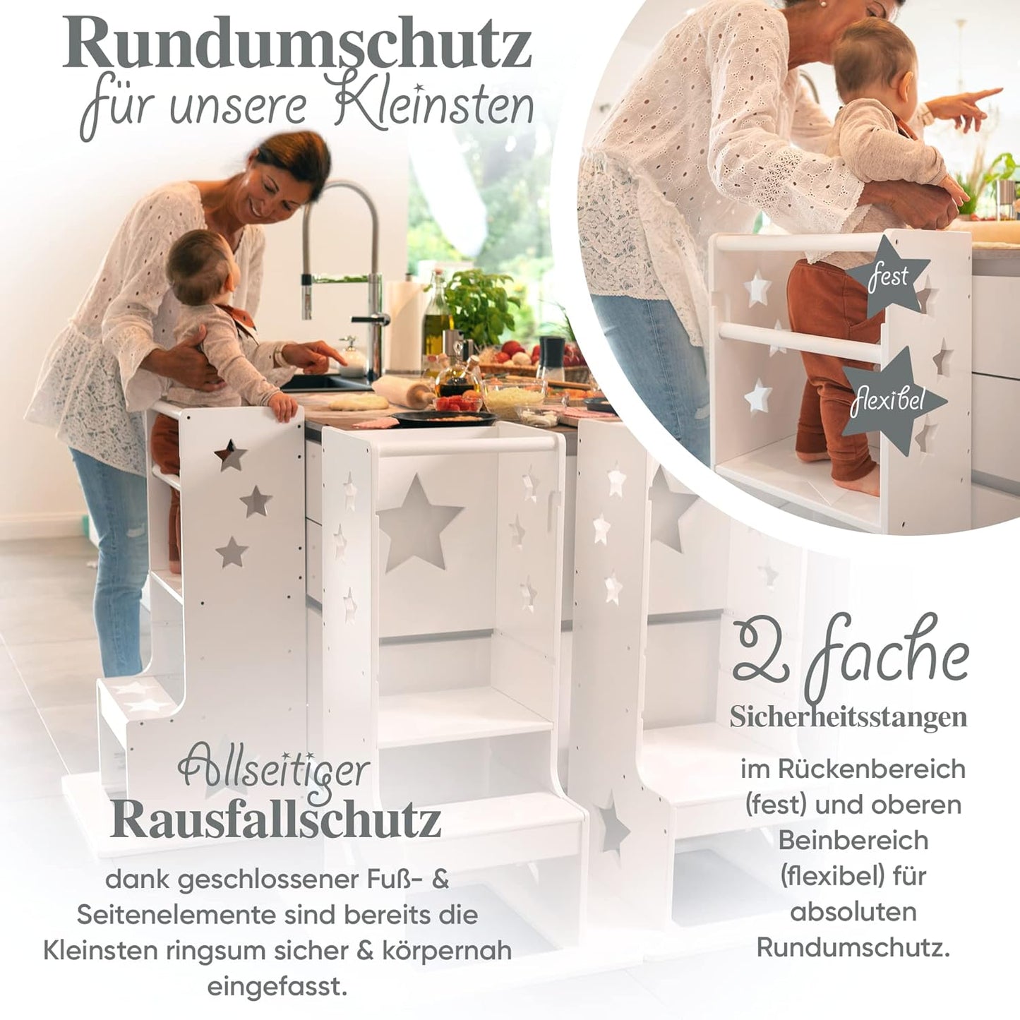 Lernturm mit Kippschutz, Weiss