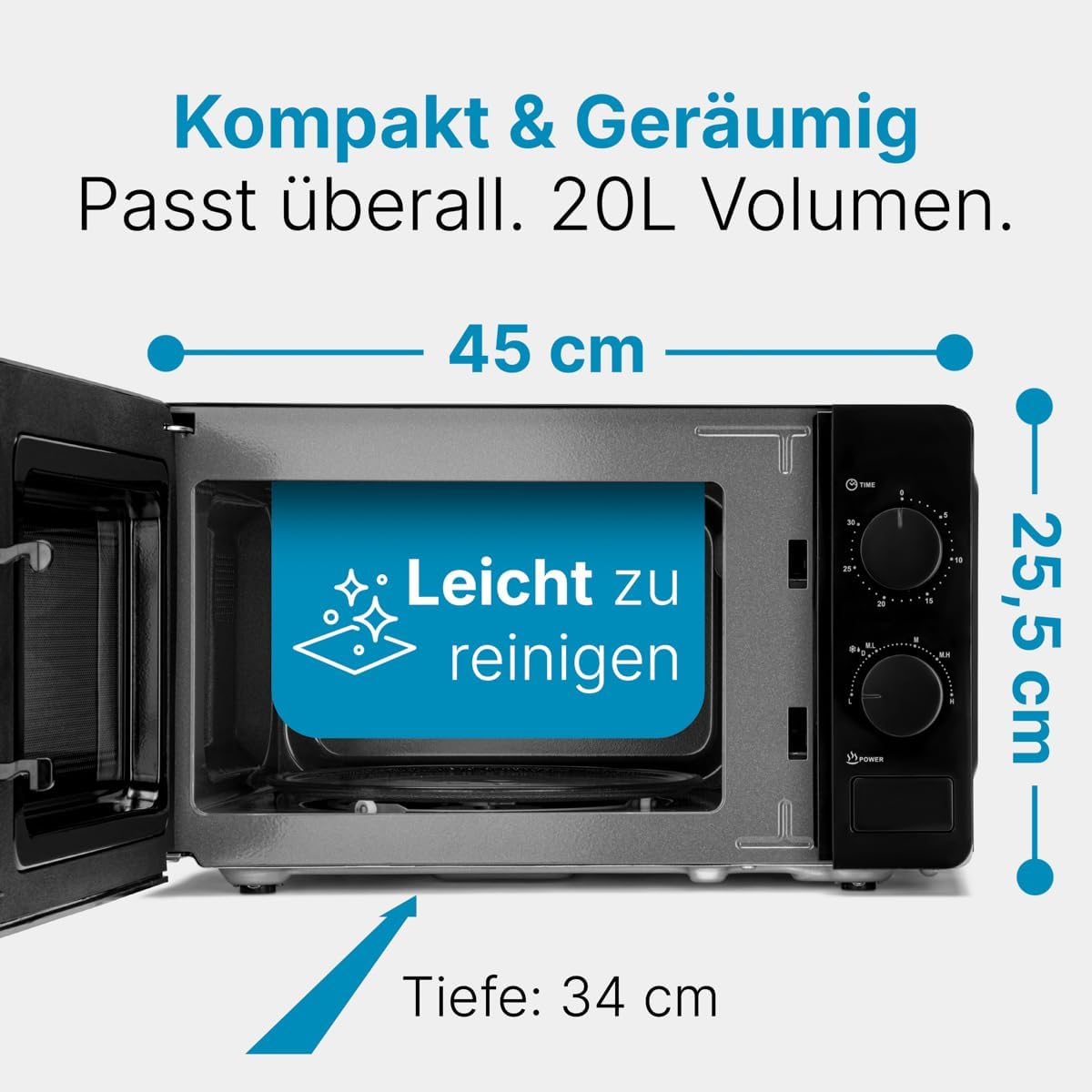 MW 791 Mikrowelle mit Timer und Drehteller, Schwarz