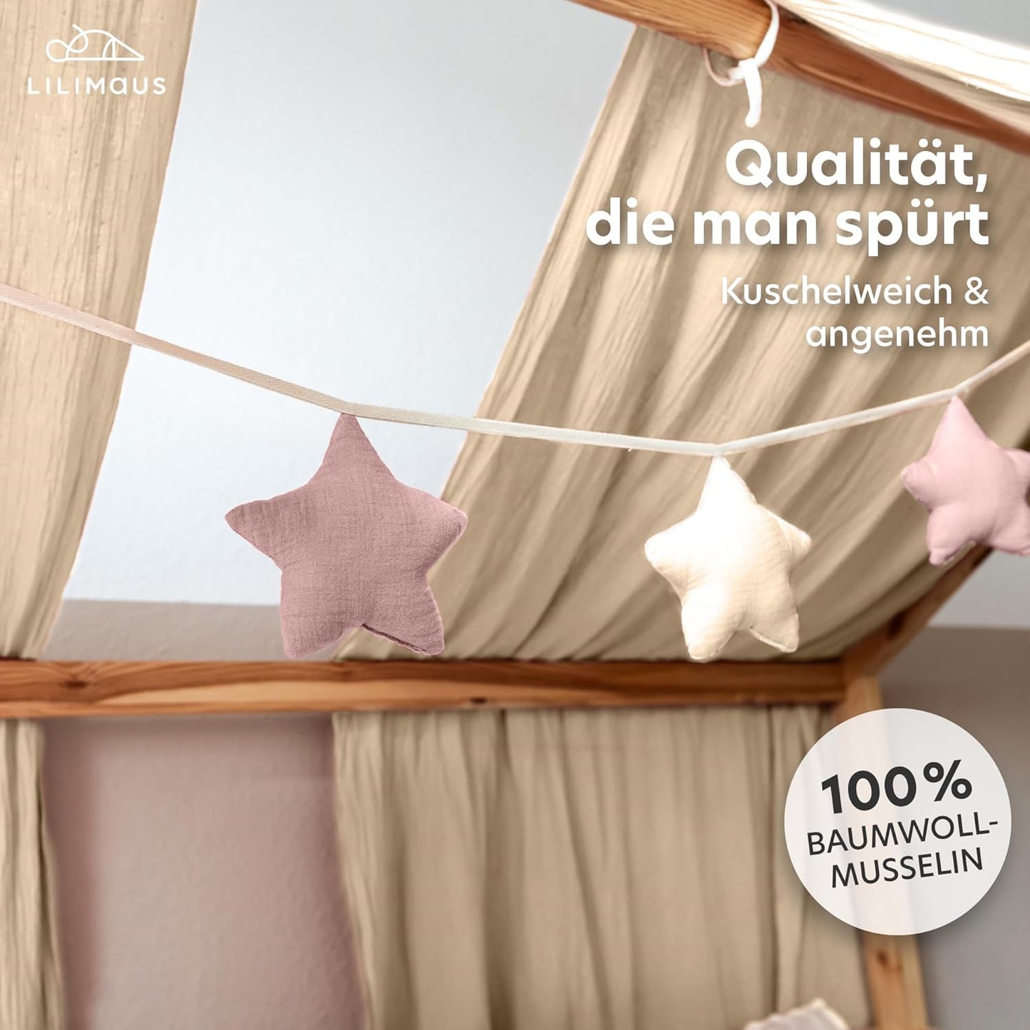 Sternenkette, Puderrosa & Creme Sterne ohne Goldapplikation