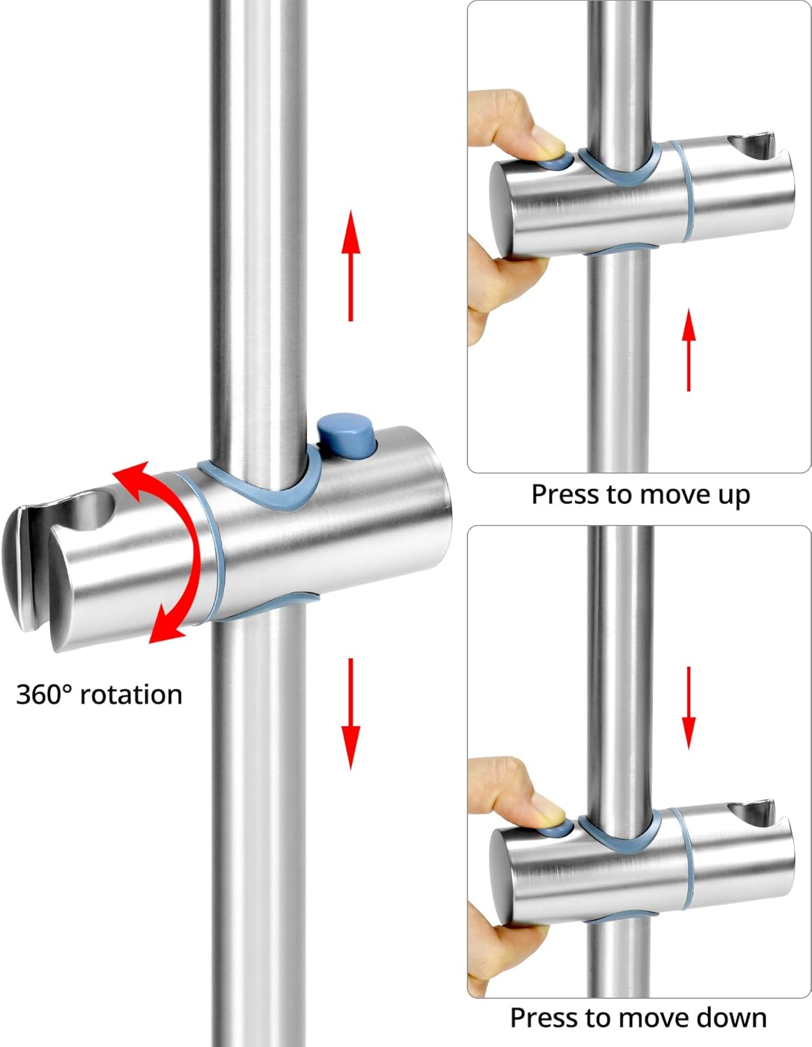 Duschstange mit flexibler Duschkopfhalterung, 66 cm Silber