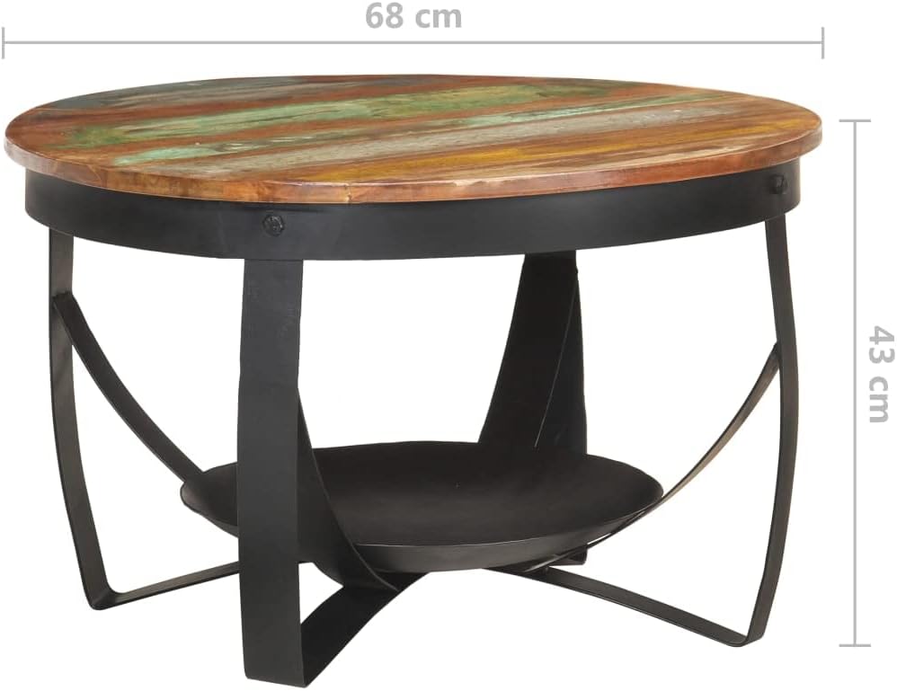 Couchtisch im Industriestil aus recyceltem Holz, recyceltes Massivholz 68 x 43 cm
