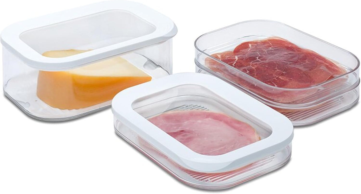 Meat and Cheese - 2-teiliges Frischhaltedosen Starter-Set, Aufschnittdosen-Set "Meat and Cheese" Weiss