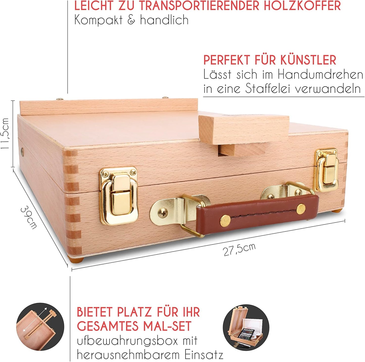 34-teiliges Acrylfarbe-Set mit Tischstaffelei