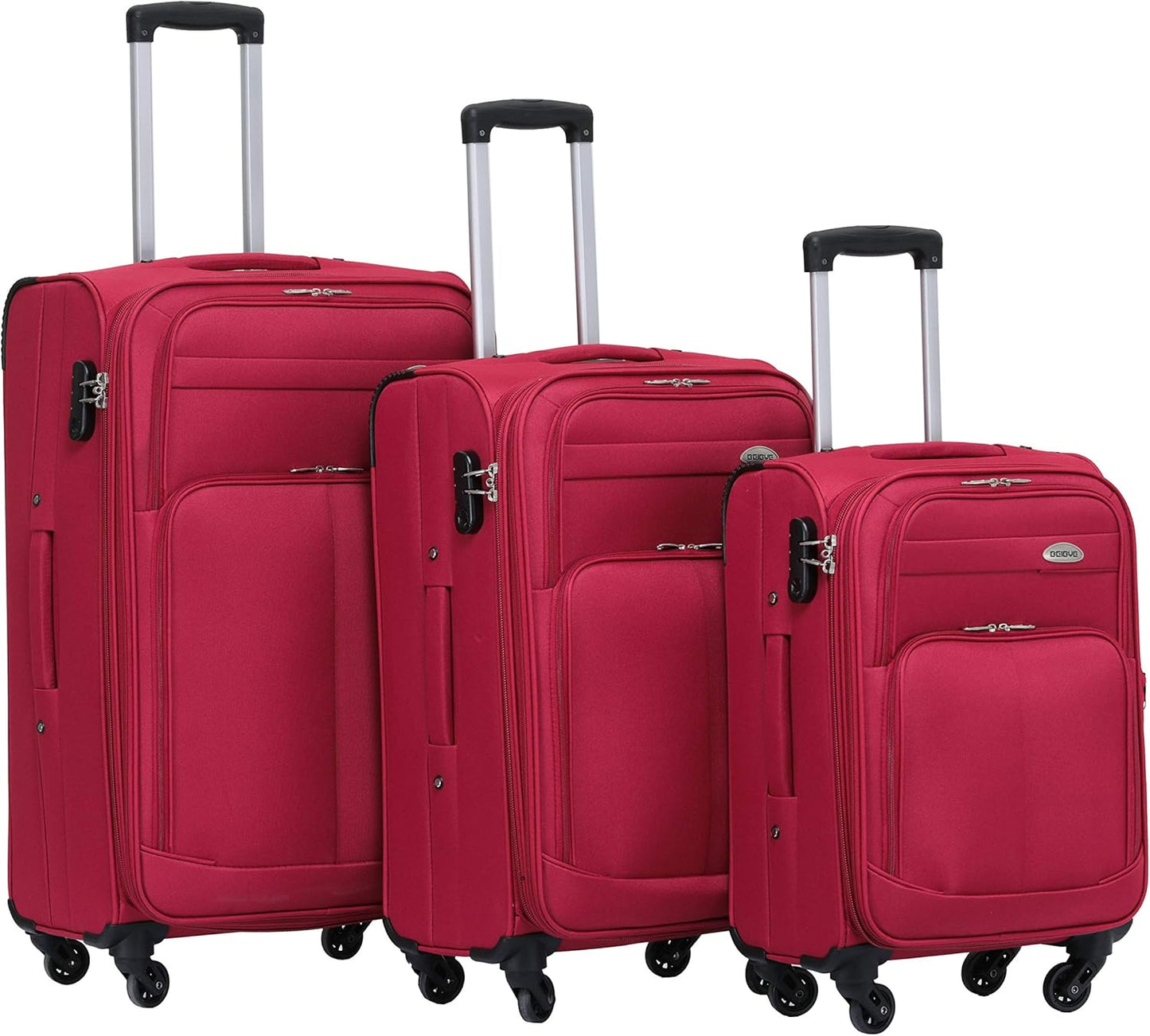 3-teiliges Stoffkoffer-Set, Weinrot Set