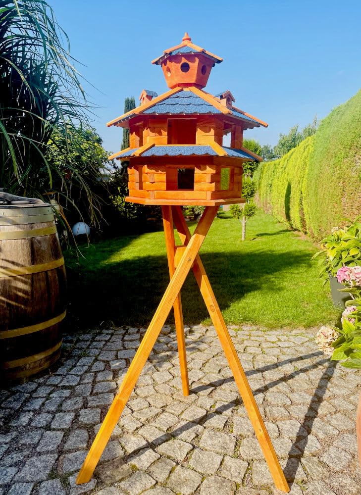 Futterhaus Vogelvilla XXL mit Ständer, Grösse XXL mit Ständer Blau - Braun
