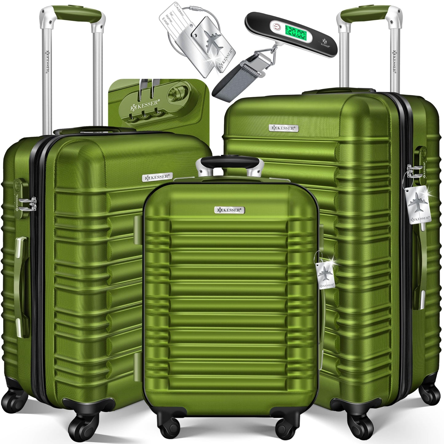 Hartschalenkoffer-Set, Khaki - 3er Set