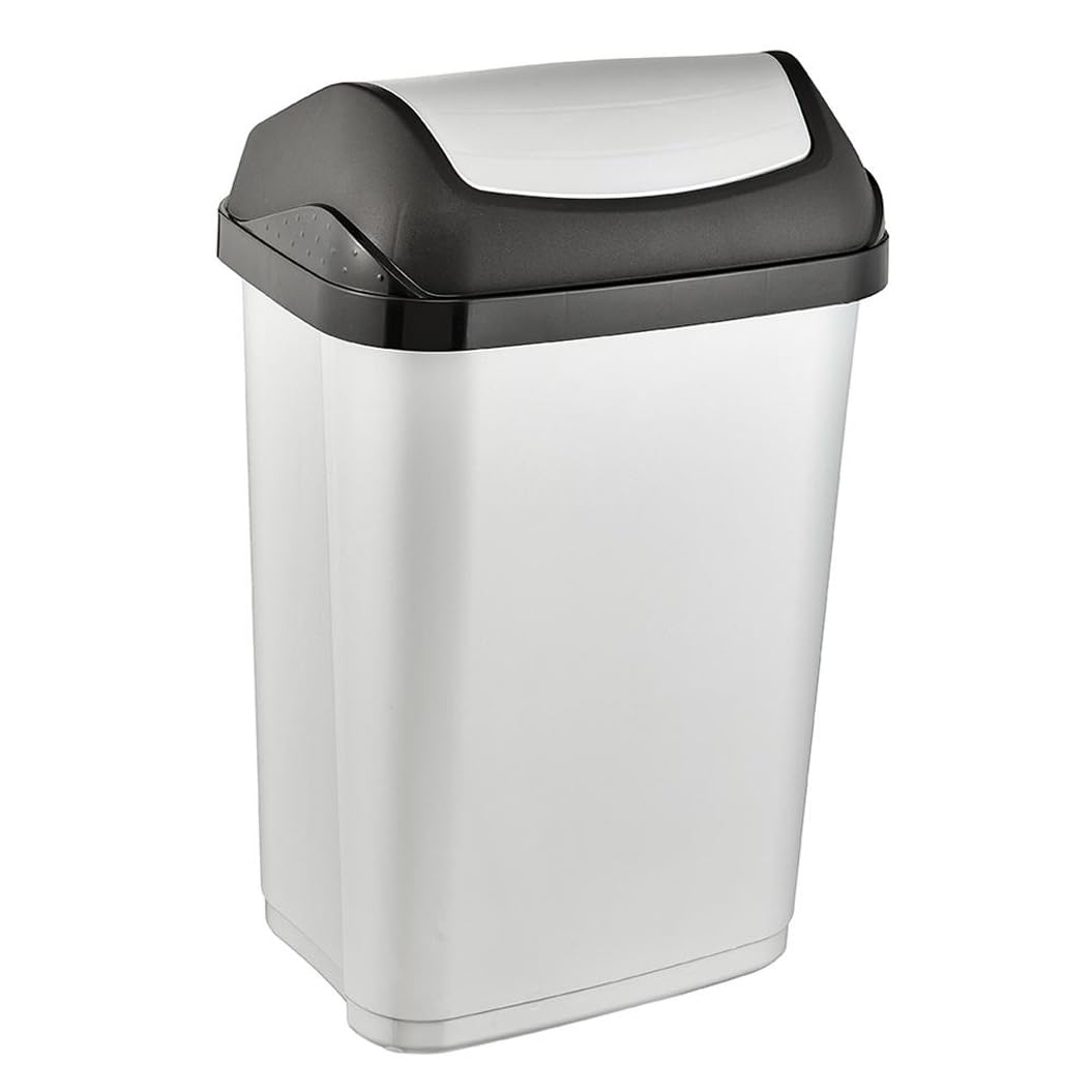 Mülleimer Swantje mit Schwingdeckel, Hell-Silber 25 L