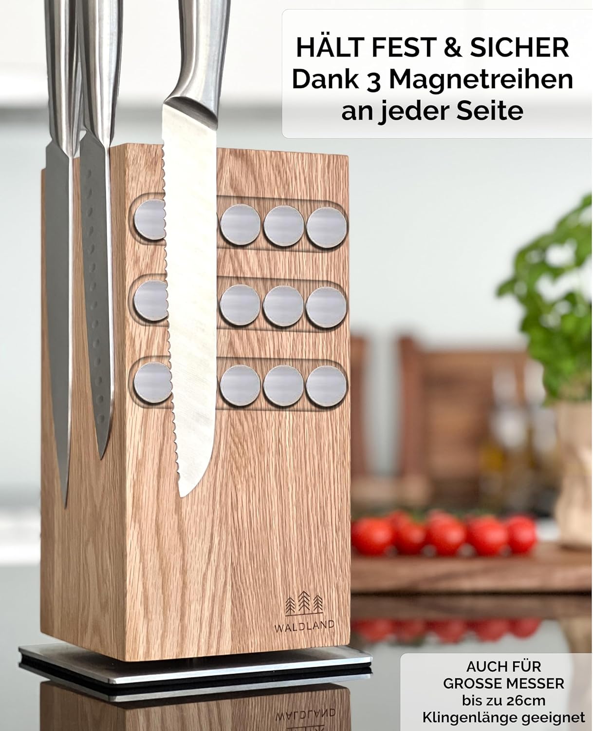 Drehbarer Magnetmesserblock, 360° / Eichenholz