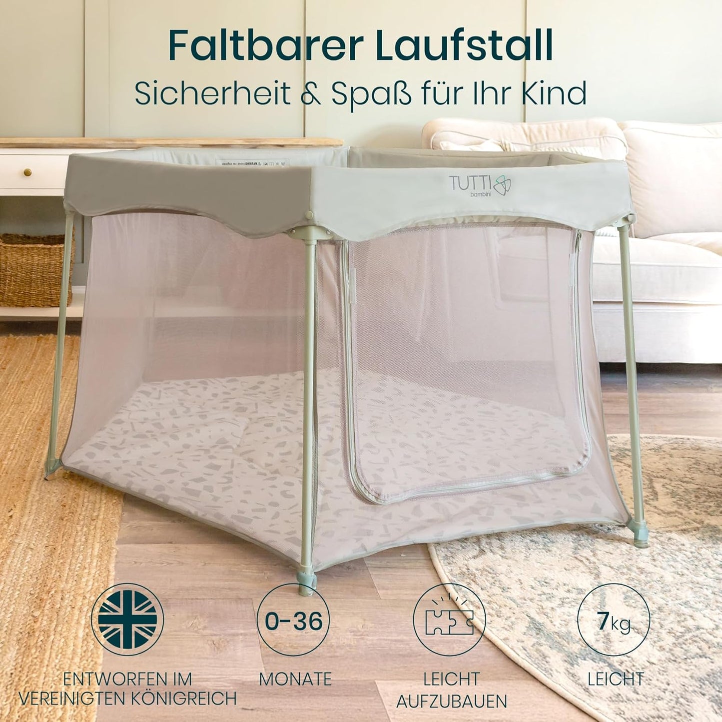 Faltbarer Laufstall, Blattgrün