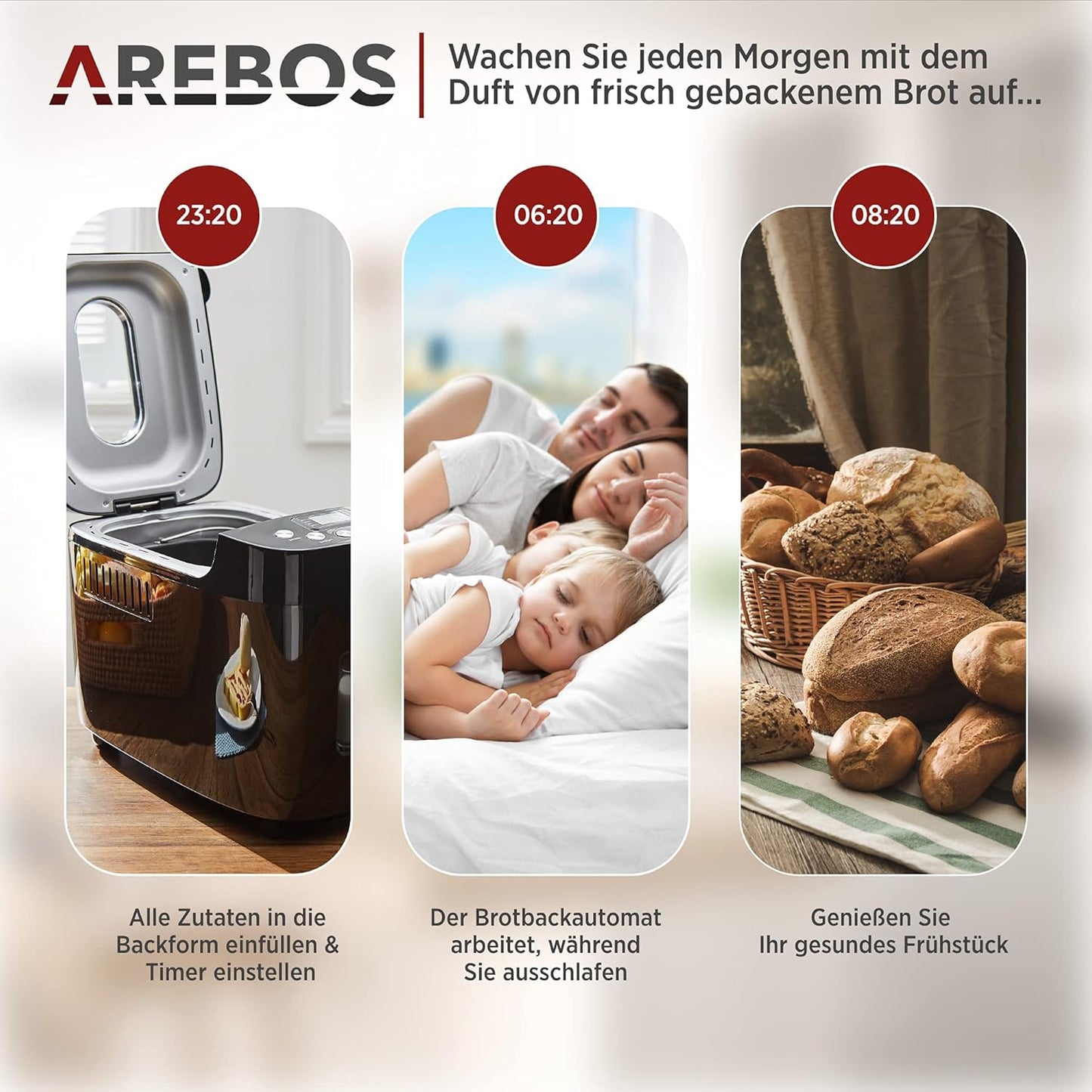 Brotbackautomat mit 15 Programmen und Timer, Schwarz