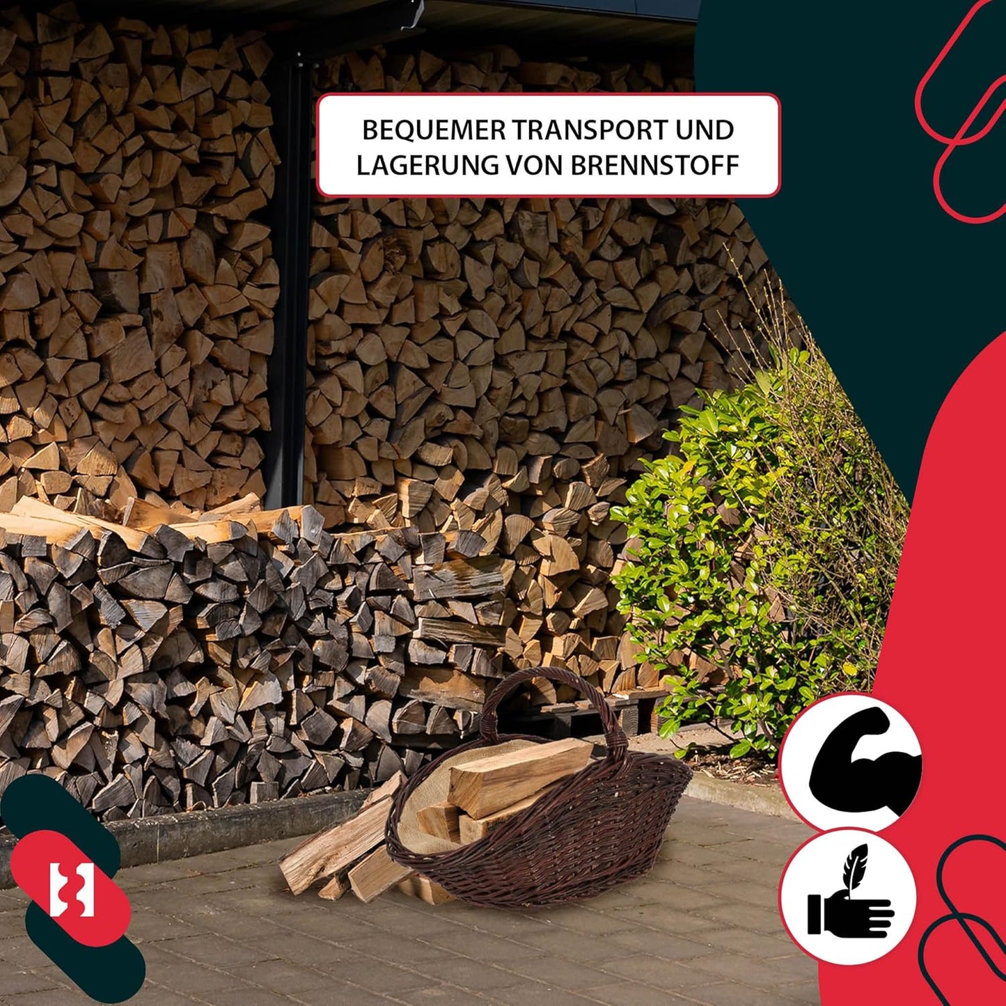 Brennholzkorb mit Henkel