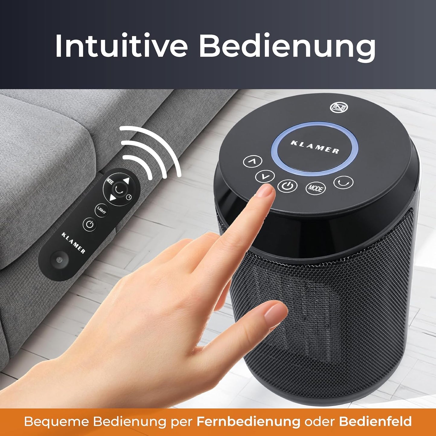 PTC Keramik Heizlüfter mit Fernbedienung, Heizlüfter Schwarz