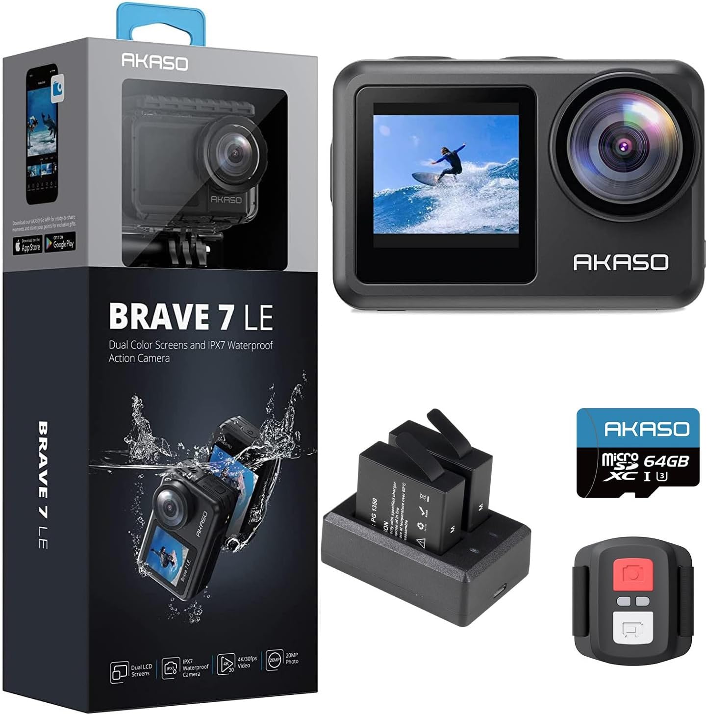 Action Cam 4K30FPS mit Touchscreen und EIS 2.0, Schwarz