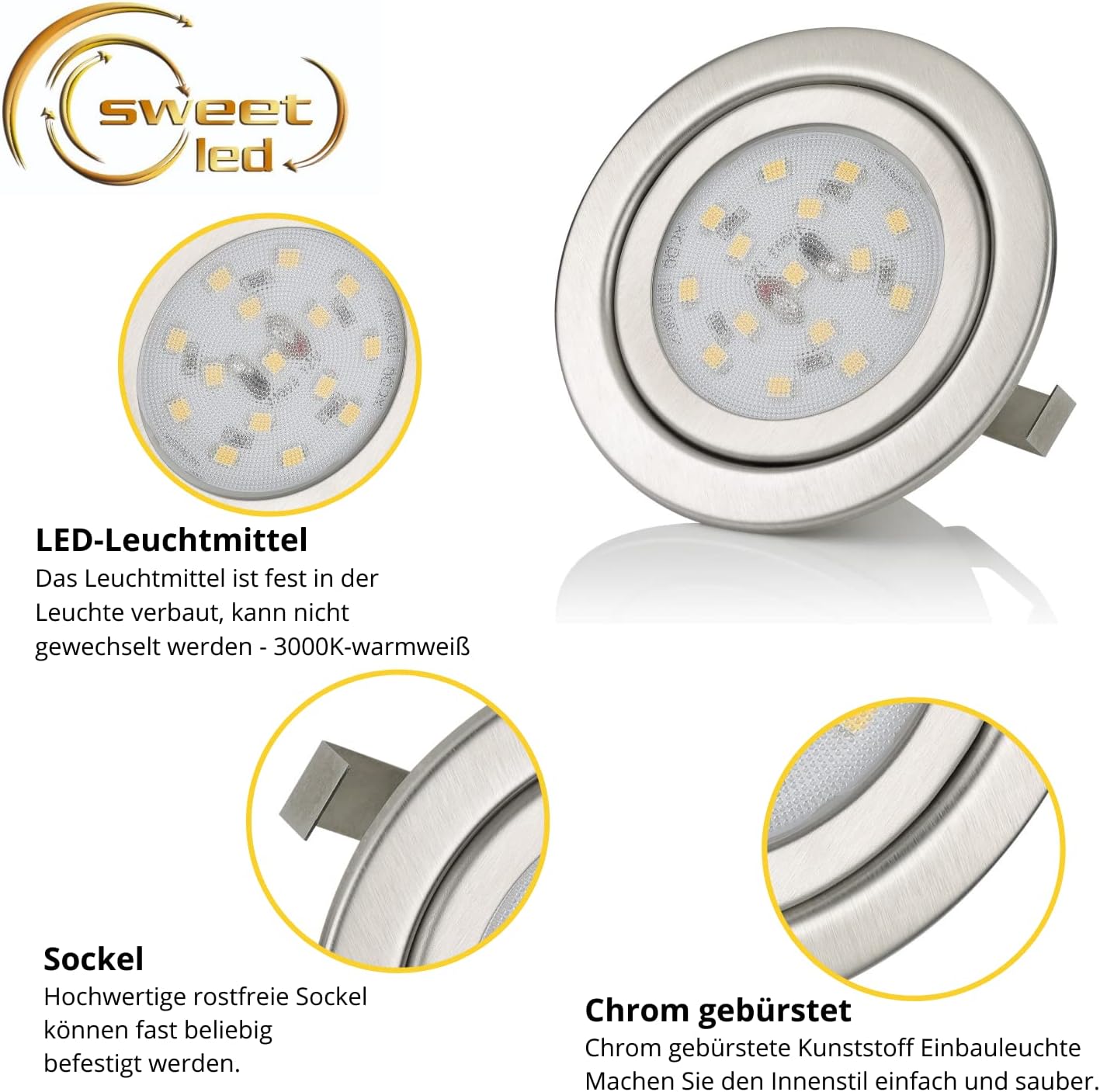 4x Möbeleinbaustrahler